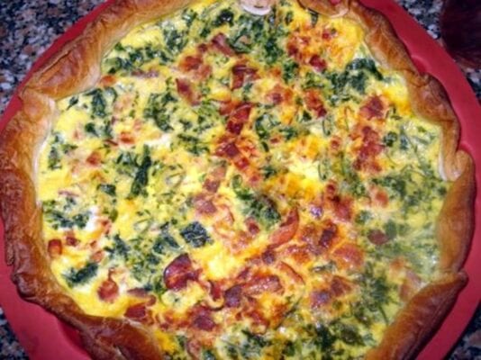 Quiche de Bacon e Agrião